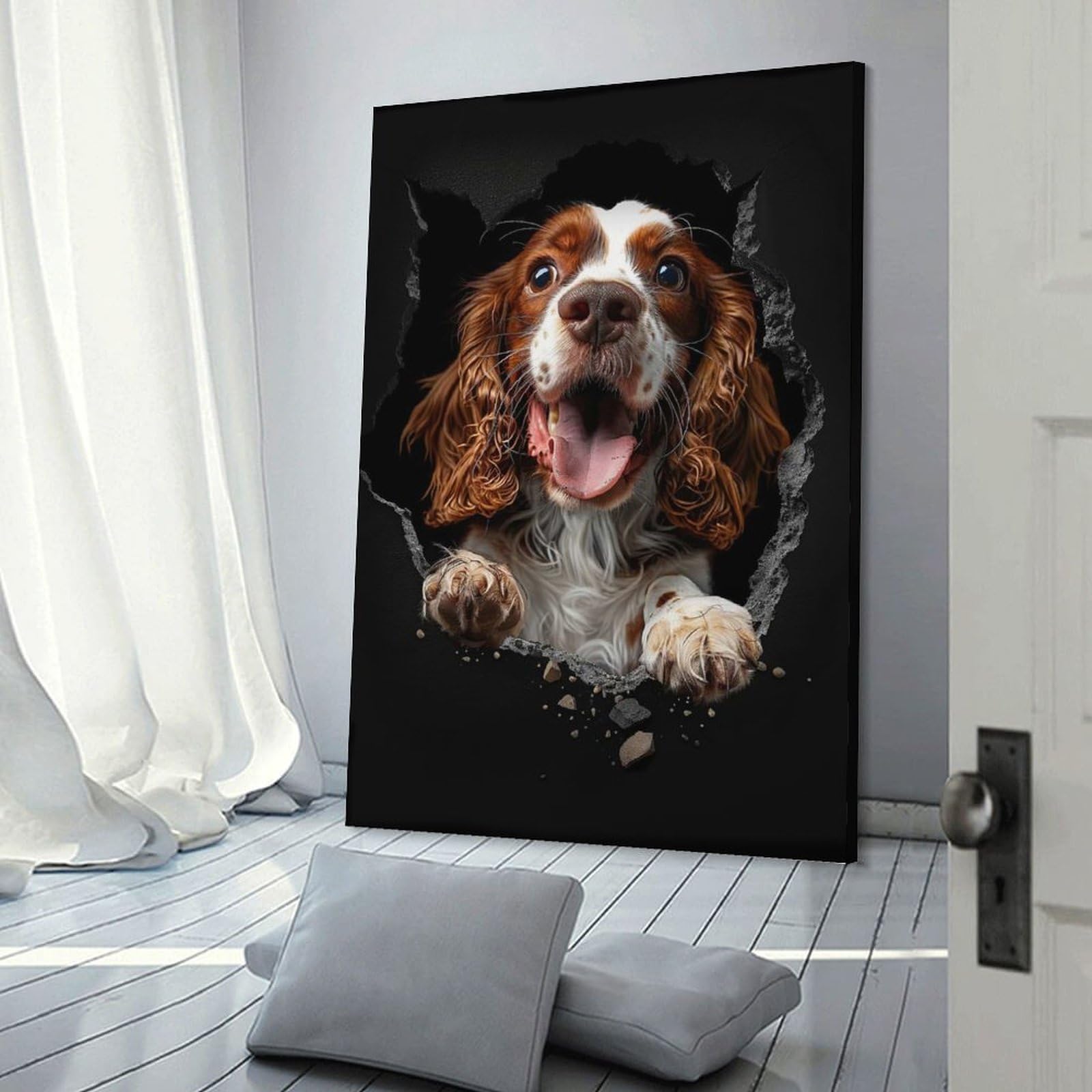 Junmoney English Springer Spaniel Wall Picture Print 24x36inch(60x90cm), for Home Office, Desk Area Or Studio, Home Office Artwork with Decorative Appeal
