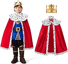 Spooktacular Creations Kids Boys Royal Red Halloween Cape with Crown for Halloween Carnival Party