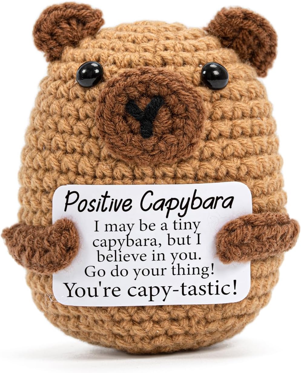 Positive Crochet Animals Capybara Gifts,Emotional Support Gift with Positive Affirmation Cards,Funny Inspirational for Women (A) - Amazon product rated Grade B