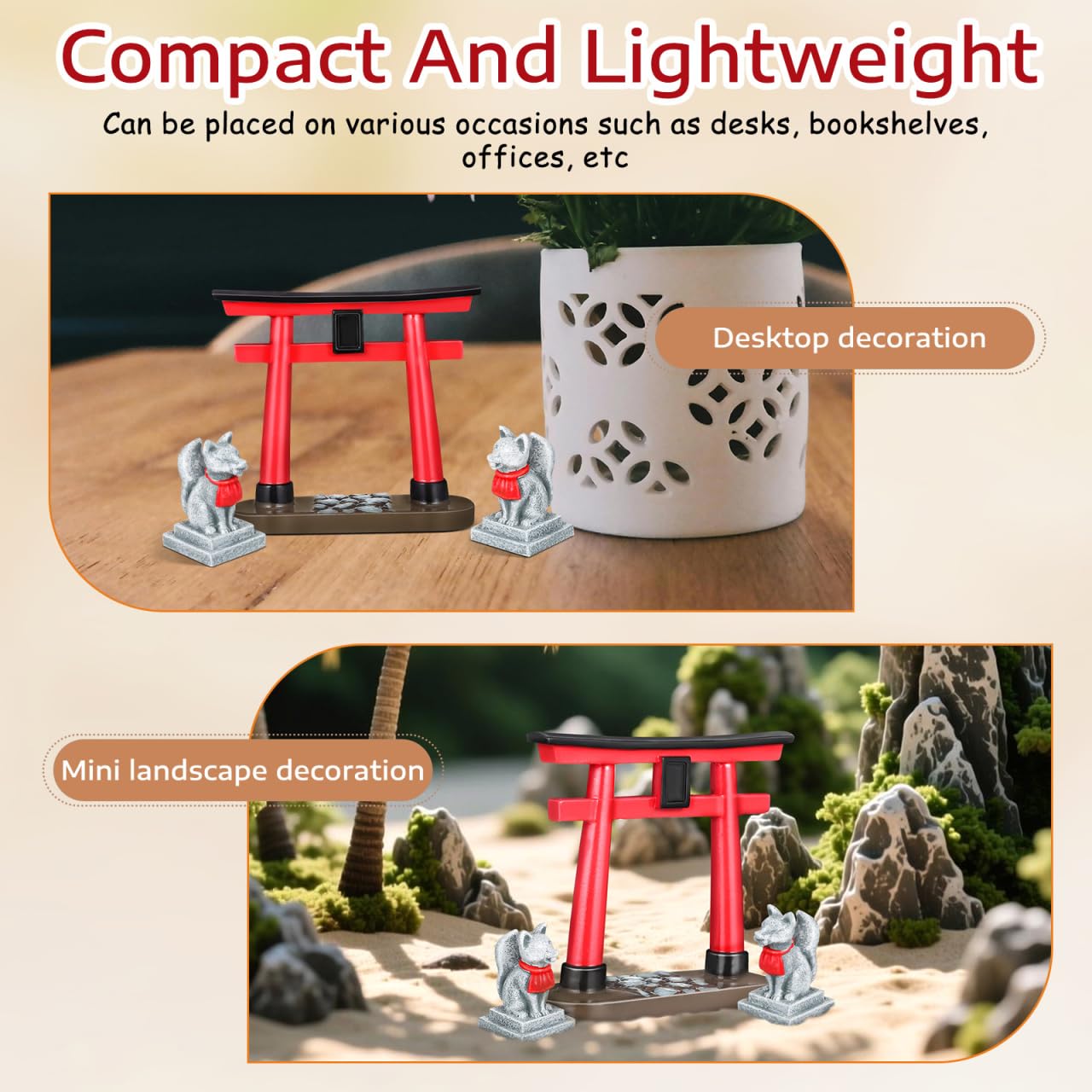 BESPORTBLE Miniaturowa statuetka podobna do torii do dekoracji akwarium DIY biżuteria na stół piaskowy statuetka w stylu Zen akcesoria akwariowe dekoracja japońska akcesoria do stołu krokowego