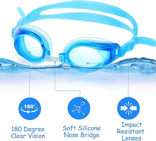 Miniatura 6 de Gejoy 12 pares de gafas de natación para niños sin fugas, gafas de natación de visión amplia para jóvenes y adolescentes de 6 a 14 años,