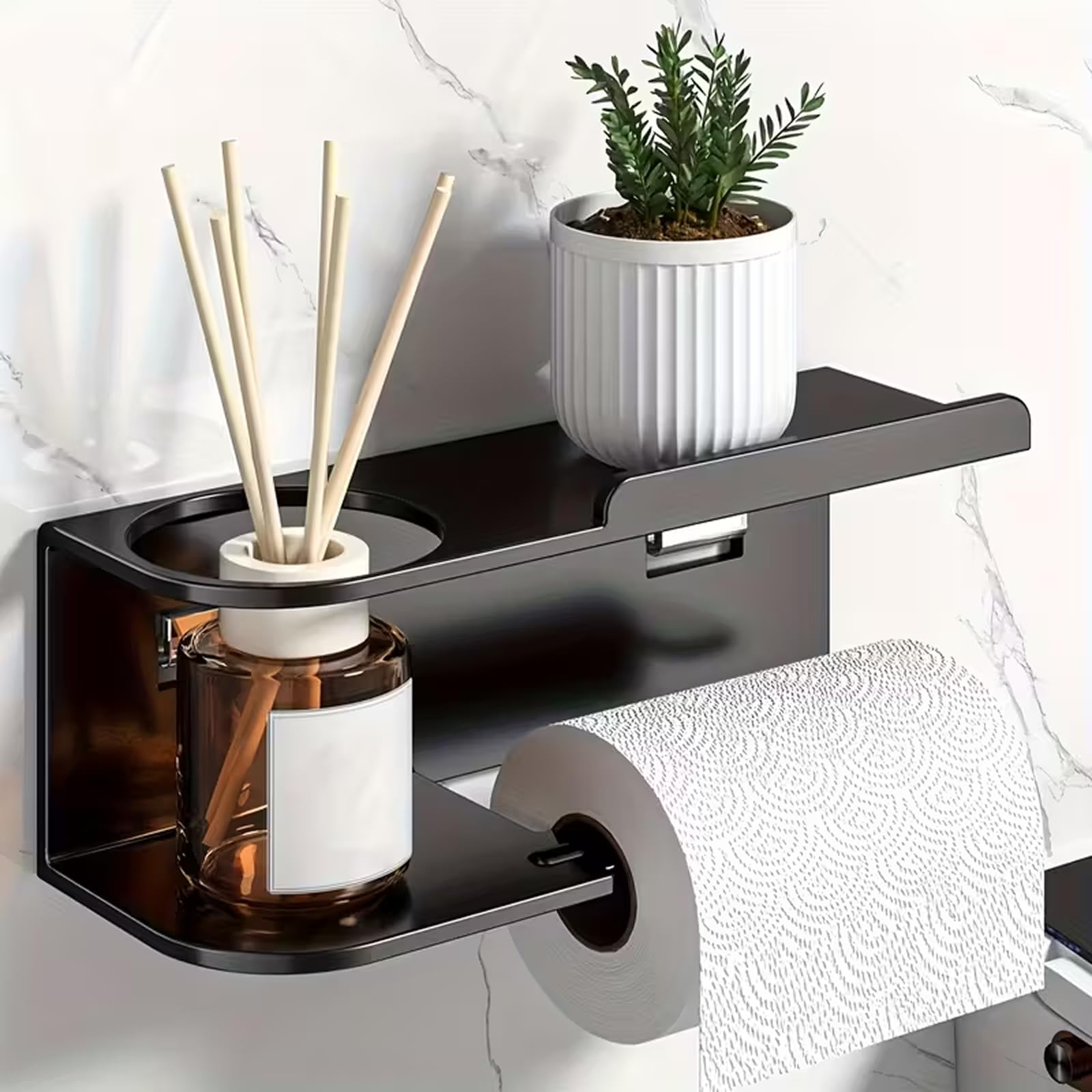 SRXES Self Adhesive Wall Mount Stainless Steel Toilet Paper Holder with Mobile Stand, Wall Mounted Tissue Paper Holder with Shelf, Toilet Paper Roll Holder for Bathroom, Bathroom Accessories-image-33
