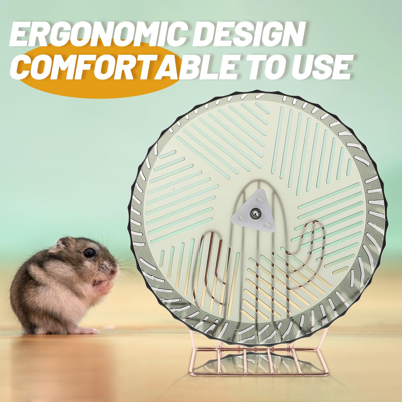 Rueda de Ejercicio Compacta para Hámster y Erizo Soporte Estable Dorado, Accesorio para Jaulas Pequeñas en Color Verde Oscuro