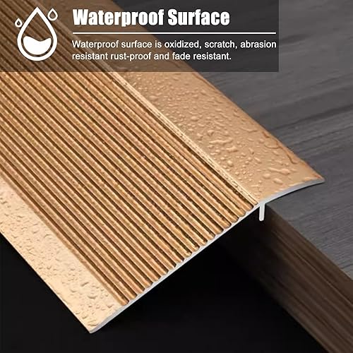 Miniatura 6 de MPOWRX Tira de transición de piso de metal a pisos de madera, tiras de unión antideslizantes para cubrir huecos de umbral, tira de borde de alfombra
