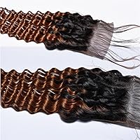 Vista 4 de Cabello humano virgen brasileño degradado 30 con cierre de encaje 4x4, 100% cabello virgen humano sin procesar, línea capilar prearrancada, cierre