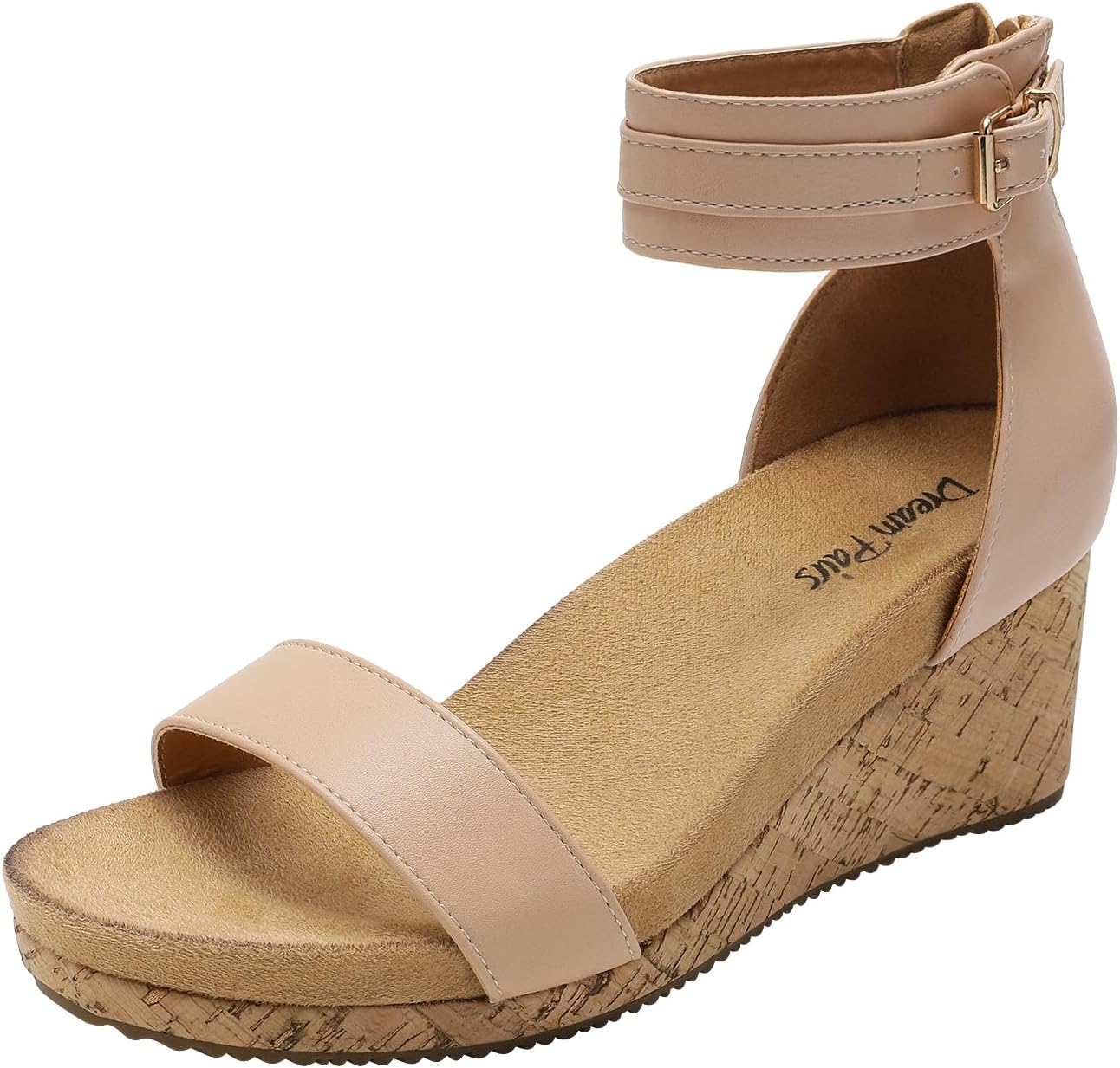 Women's Open Toe Buckle Ankle Strap Platform Wedge Sandals Summer Shoes.