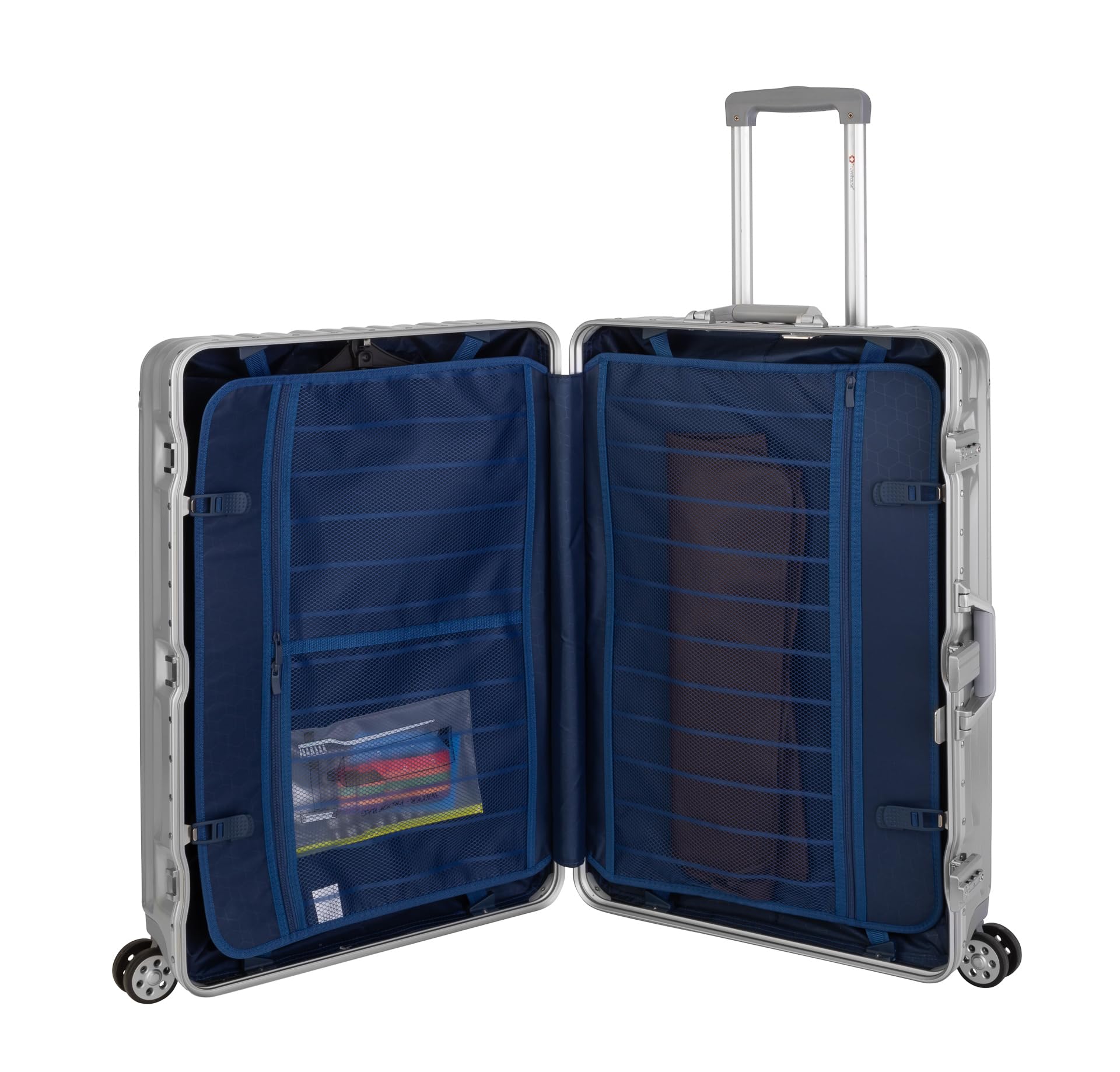 Travelhouse London Kofferset Silber S-55cm, L-75cm · Aluminium-Rahmen · Polykarbonat Hartschale · Handgepäckkoffer +Reisekoffer · Vol. S-44L · L-108L 4X Silent Move Doppelrollen 2X TSA Schloss