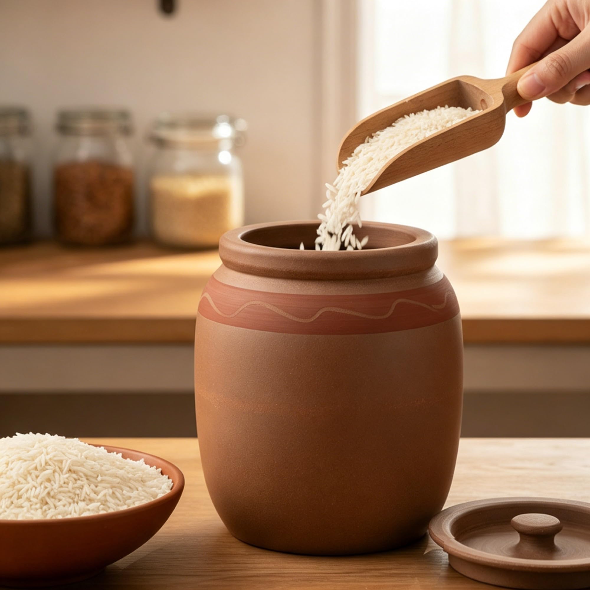 Reisbehälter Keramik Retro Stil Getreidebehälter & Reistonnen Deko Vorratsdose Für Mehl, Haferflocken Chinesische Küchendeko(3 kg)