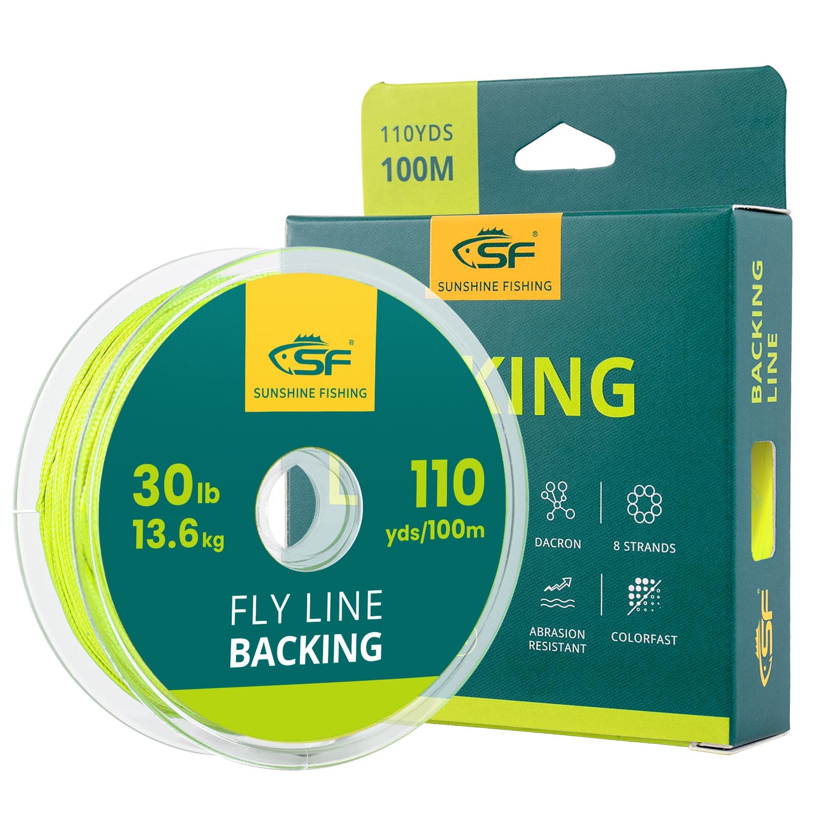 SF Braided Fly Fishing Trout Line Backing Line 30LB 100m/108yds Flour Yellow-N : Sports & Outdoors