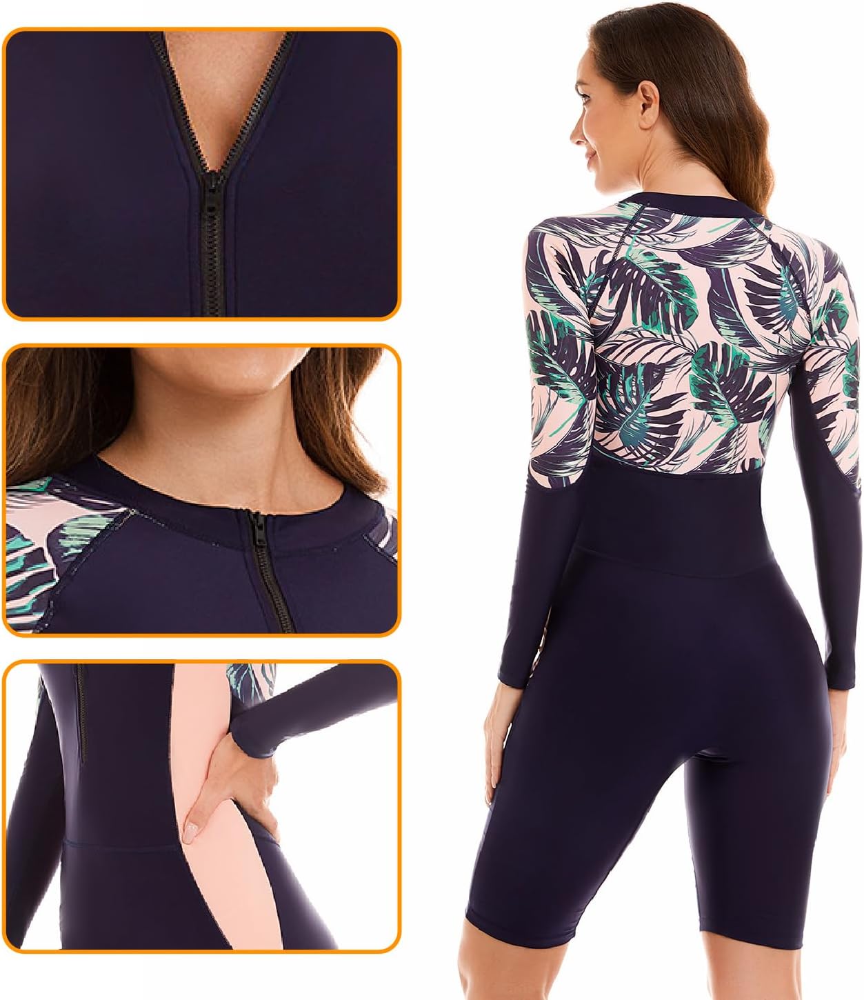 NESY Womens Rash Guard Swimsuit Boyleg Long Sleeve One Piece Bathing Suit UPF 50 Zipper Surfing Wetsuit Athletic Swimwear - Image 5