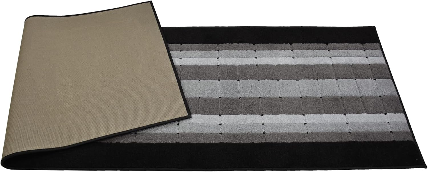Washable Custom Size Runner Rug Squares Geometric Design Extra Long Runner Rugs for Hallways 30 inch Wide x Pick Your Size by Feet Slip Skid Resistant Rubber Back (Square Grey, 2 ft x 30 in)