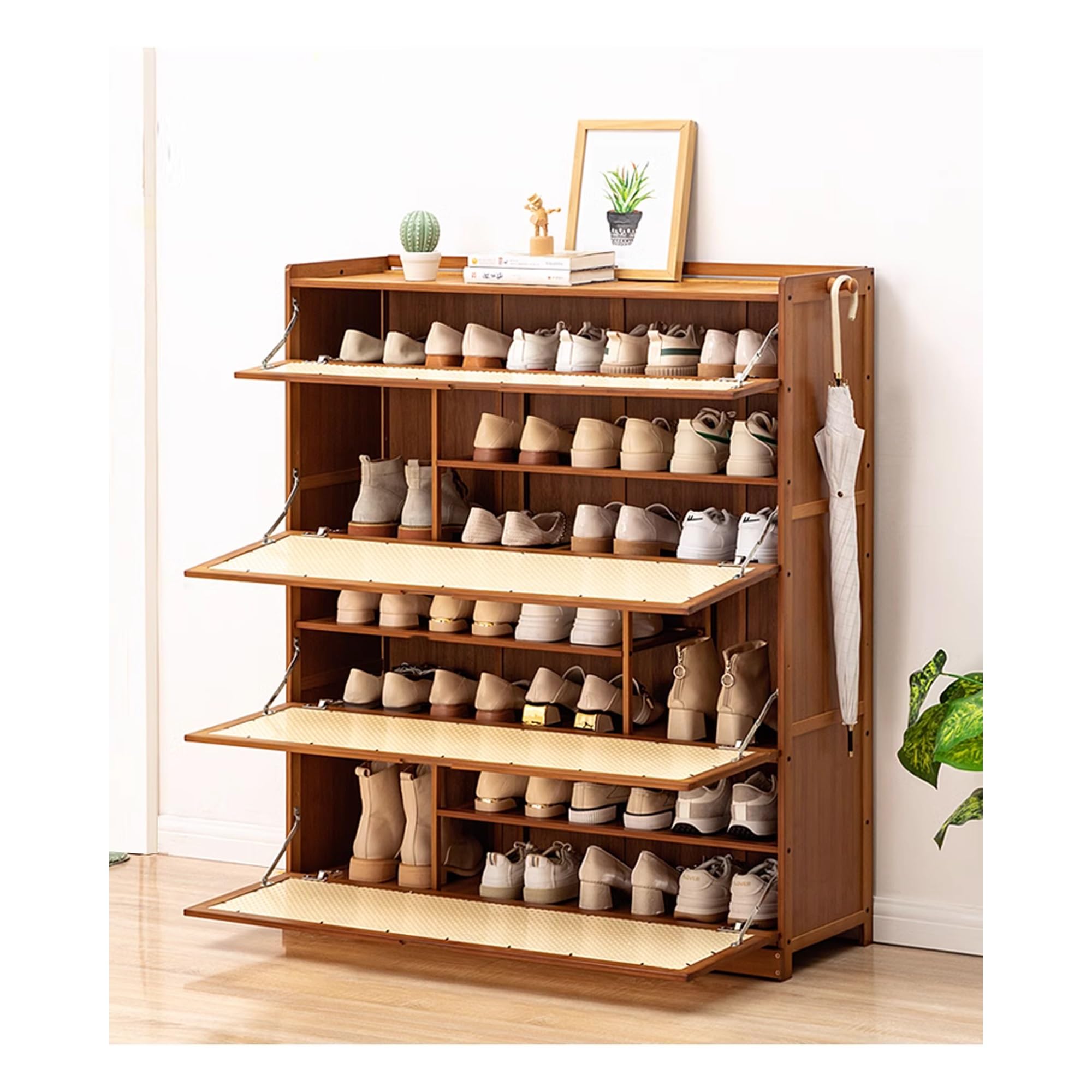Meuble à chaussures en rotin meuble d'entrée avec tiroirs de rangement pour baskets