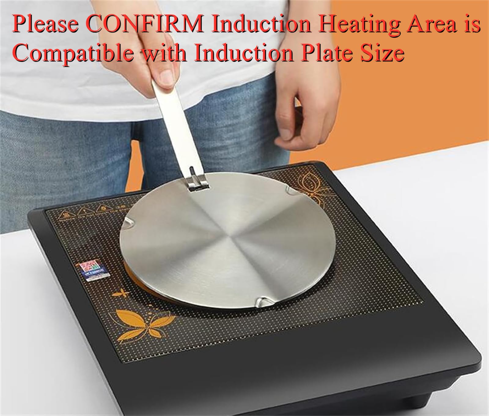 Induction Plate Adapter, Heat Diffuser for Gas Glass Stove Cooktop, Induction Converter Disk with Removable Handle, Simmer Heat Diffuser Plate for Cookware Accessories 6.3inch