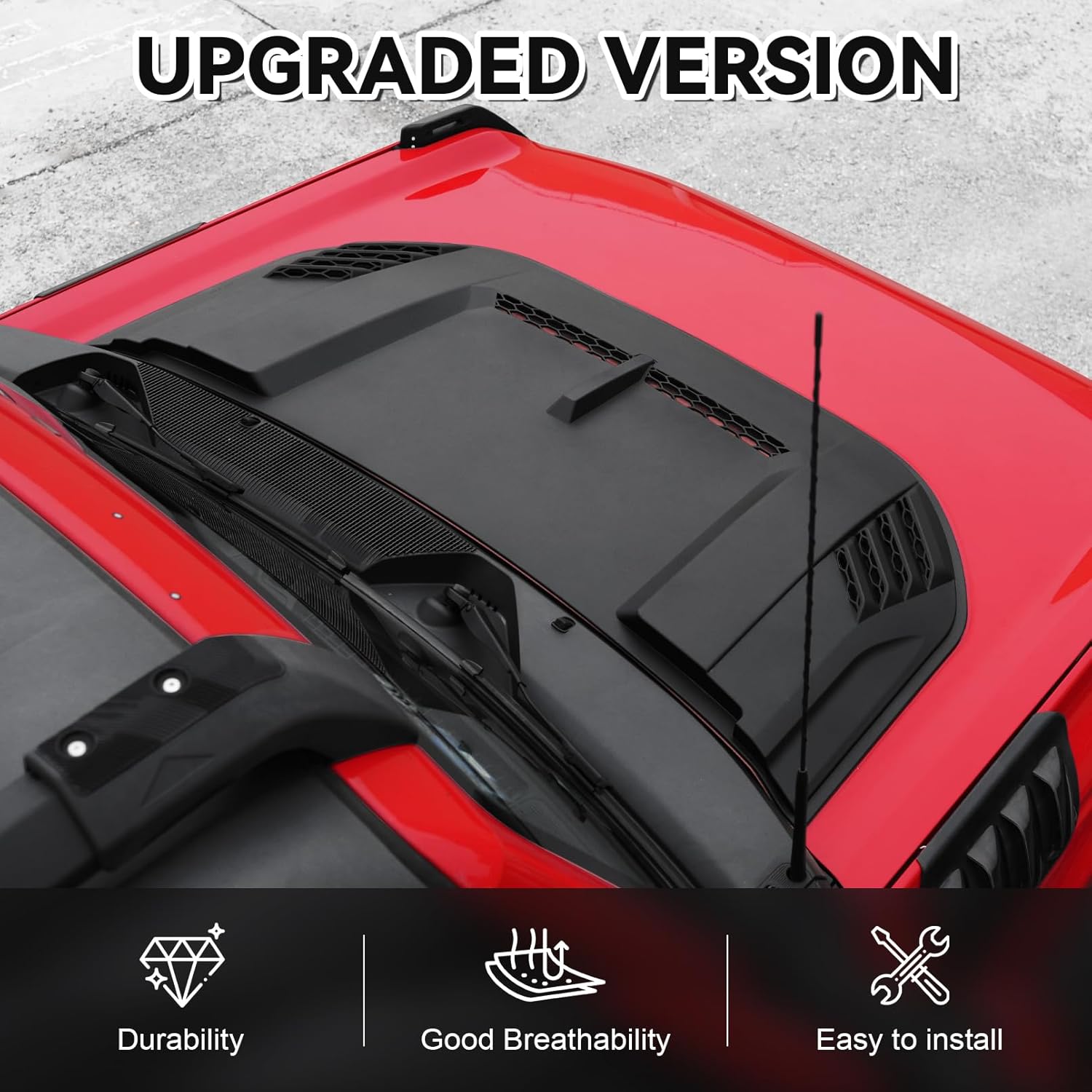 Hood Scoop Cover for Ford bronco 2021-2026 2/4 door, ABS Plastic matte black hood scoop grille for Ford bronco 2021 2022 2023 2024 2025 2026 (Not fit for Ford Raptor and Sport)