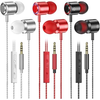3 Pack Earphones in ear Headphones Wired Earphones with Microphone and Volume Control Clear Sound Noise Isolating 3.5mm Earbuds Wired for Samsung PCTablet iPad MP3 and Other 3.5mm Devices