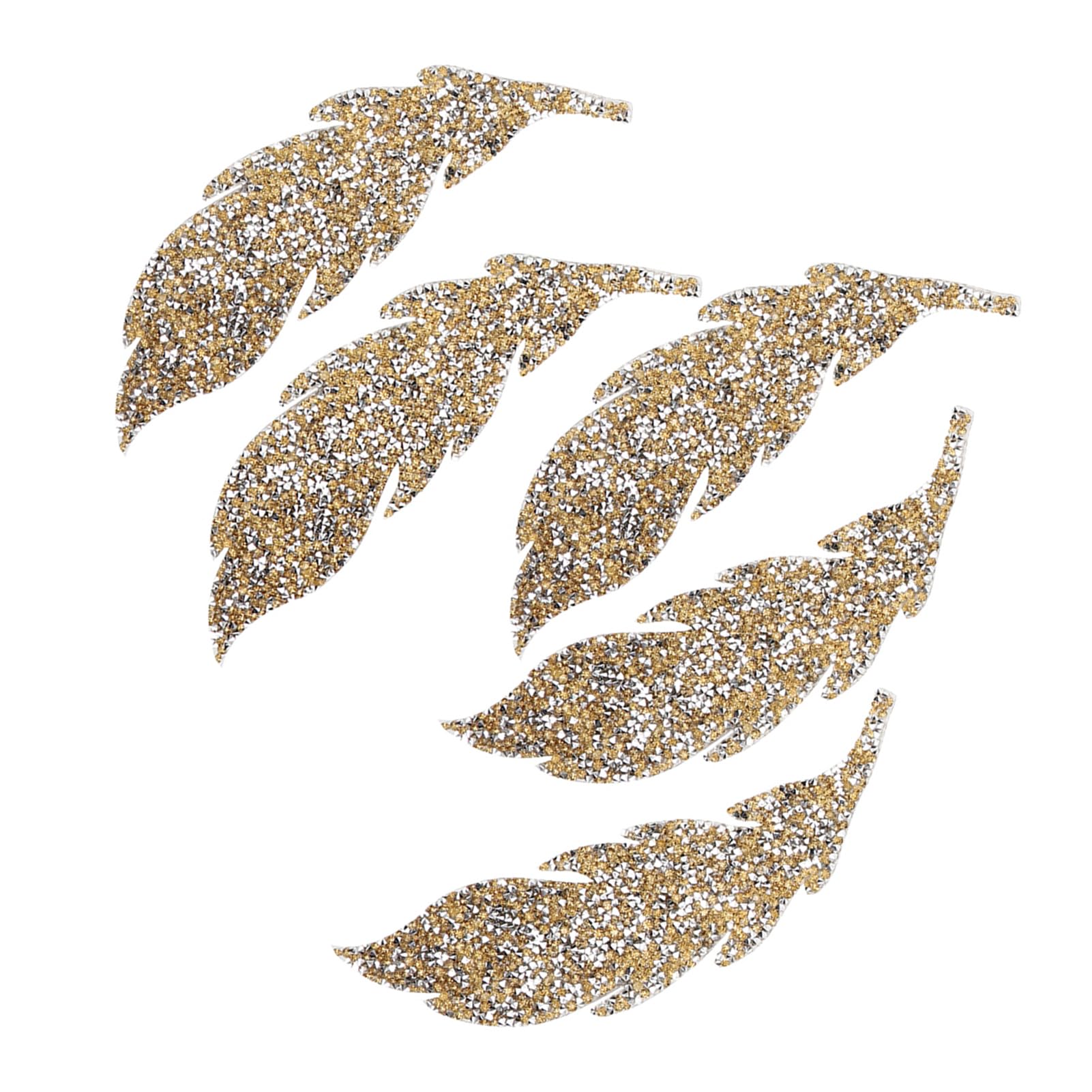 FLEXMAN 5Pcs Rhinestones Patches, Leaves Pattern Rhinestones Adhesive Clothing Decoration Accessories for Luggage Belts Shoes Hats Mobile Shells Automobiles (Yellow)