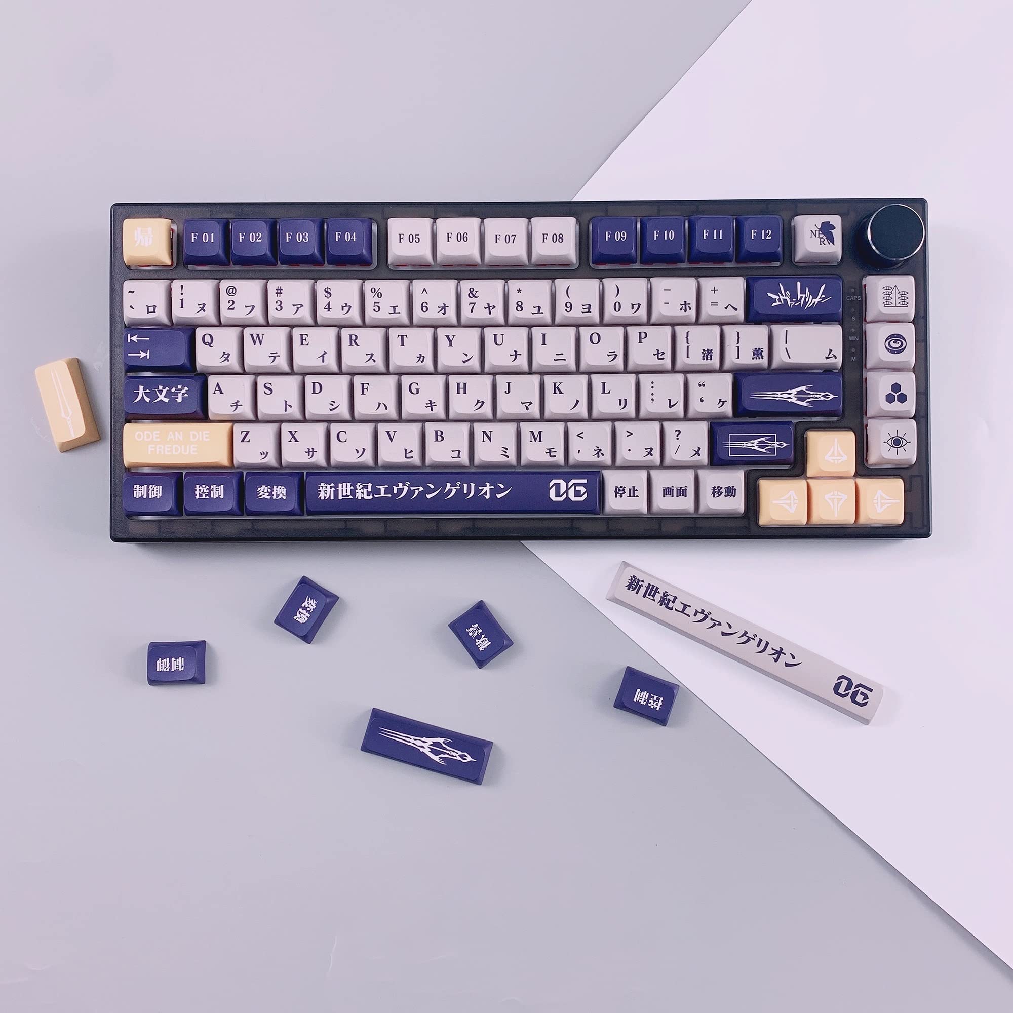DucKey Evangelion Keycap Set, Eva PBT Dye-Sub DSA Profile Anime Keycap per MX Switch Tastiera da Gioco Meccanica (Color : EVA-06, Size : DSA)