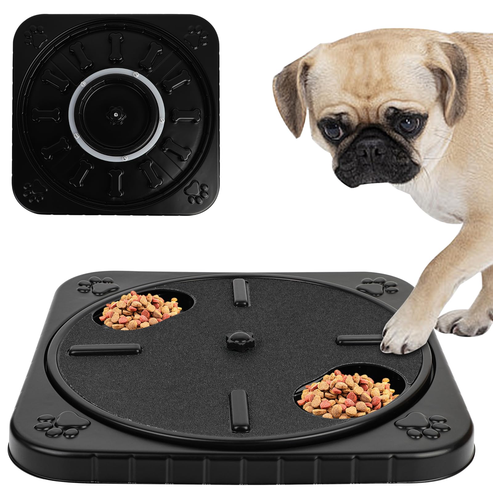 HOMELYLIFE Dog Scratch Board for Nails, Rotating Dog Nail Scratchboard with Treats Compartments, Non-slip Slow Feeder Scratch Pad for Dogs Nails, Suitable for Medium and Small Dogs