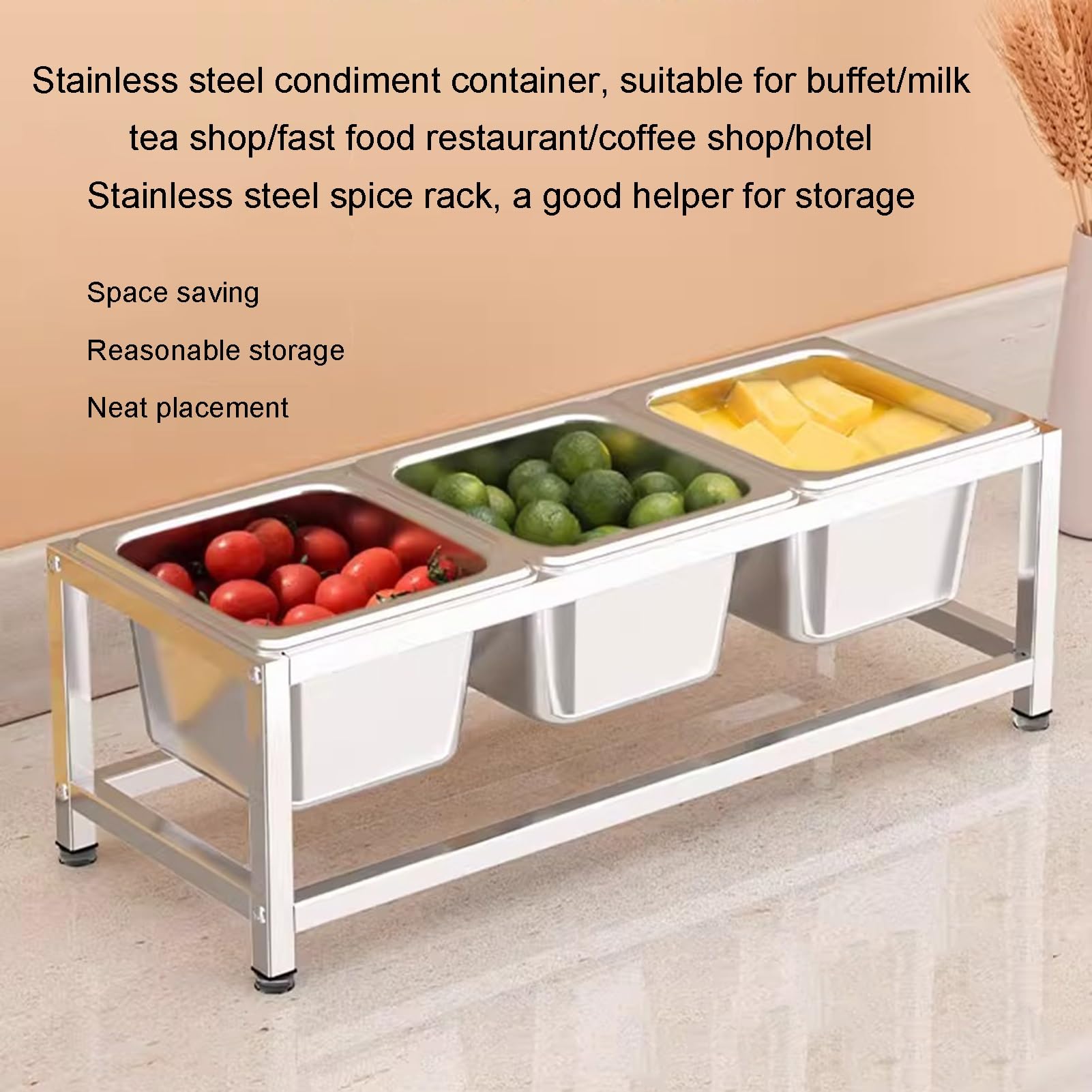 Juego De Especieros Comerciales, Estantes Para Condimentos, Cocinas, Bufés, Dispensador De Condimentos, Recipiente Para Alimentos, Organizador Para Salsas, Ensaladas, Mermeladas(Silver-B,33.5x18.5x14.