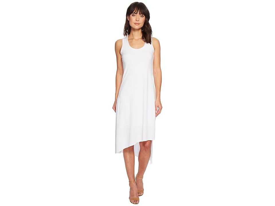 

Mod-o-doc Cotton Modal Spandex Jersey Double Layer High Side Slit Tank Dress (White) Women's Dress