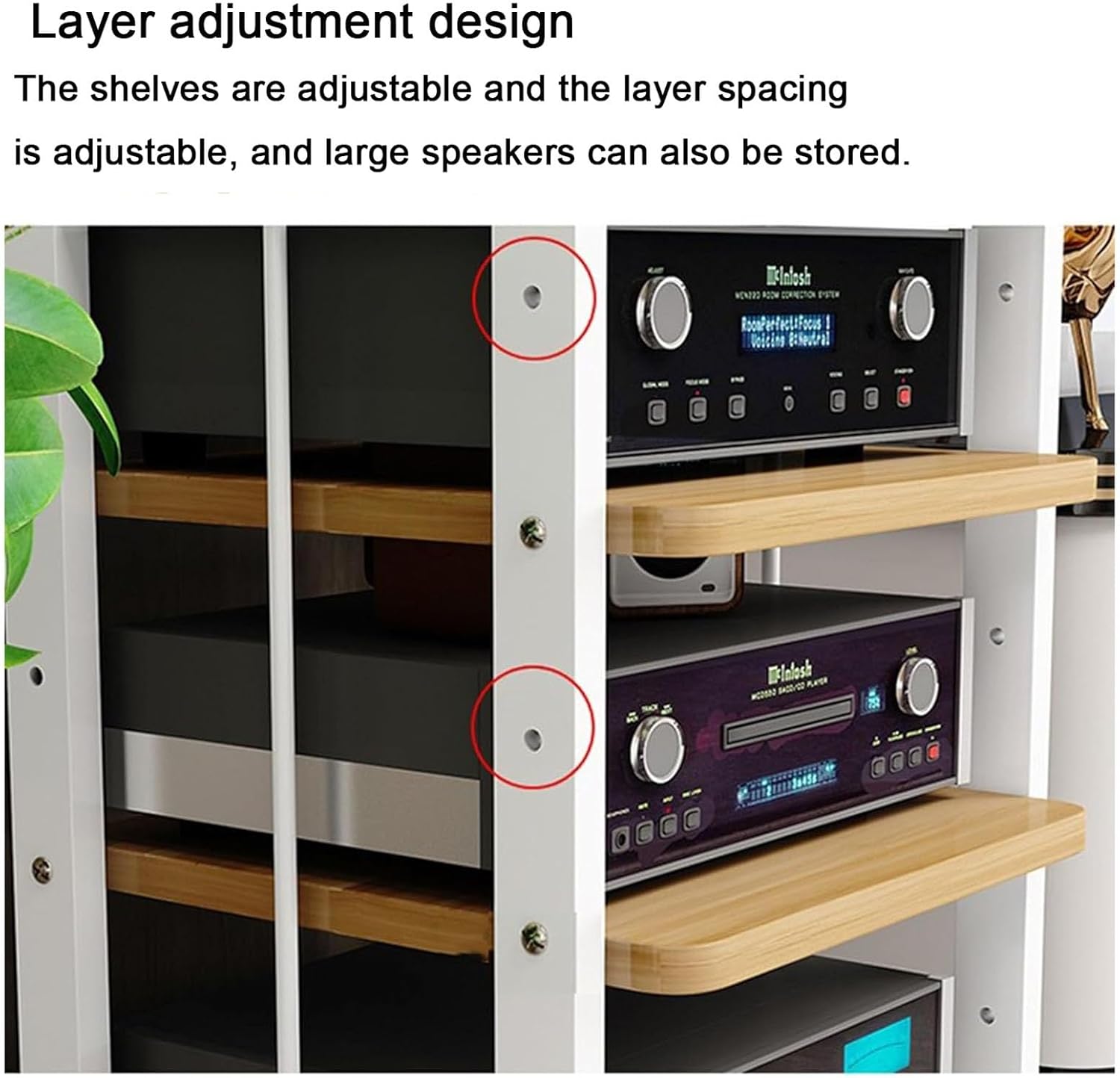 Multi-Tier AV Media Stand Corner Stand Stereo Audio Rack Tower, CD Rack Perfect for Home/Office DVD Player (Size: 50x45x100 cm) (Color : A-50X45X100cm)