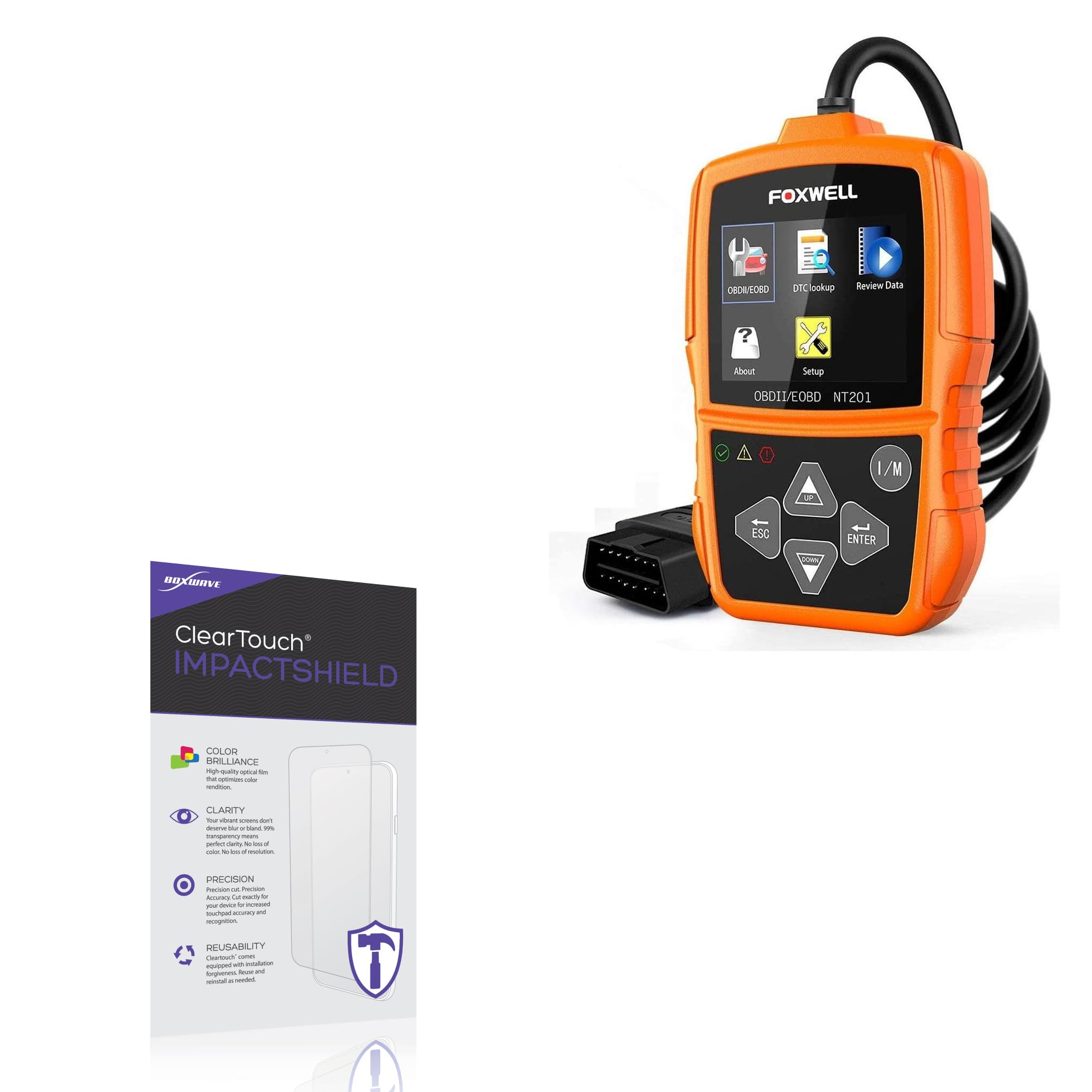 BoxWave Screen Protector Compatible With Foxwell NT201 - ClearTouch ImpactShield (2-Pack), Impenetrable Screen Protector Flexible Film