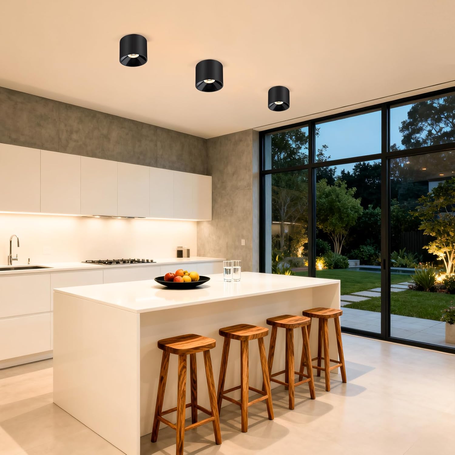 Ceiling Light Fixture, Flush Mount Dimmable Ceiling Lights, Modern LED Cylinder Ceiling Light Spot Lights Indoor for Living Room Hallway Entryway Kitchen, Black, 3 Pack