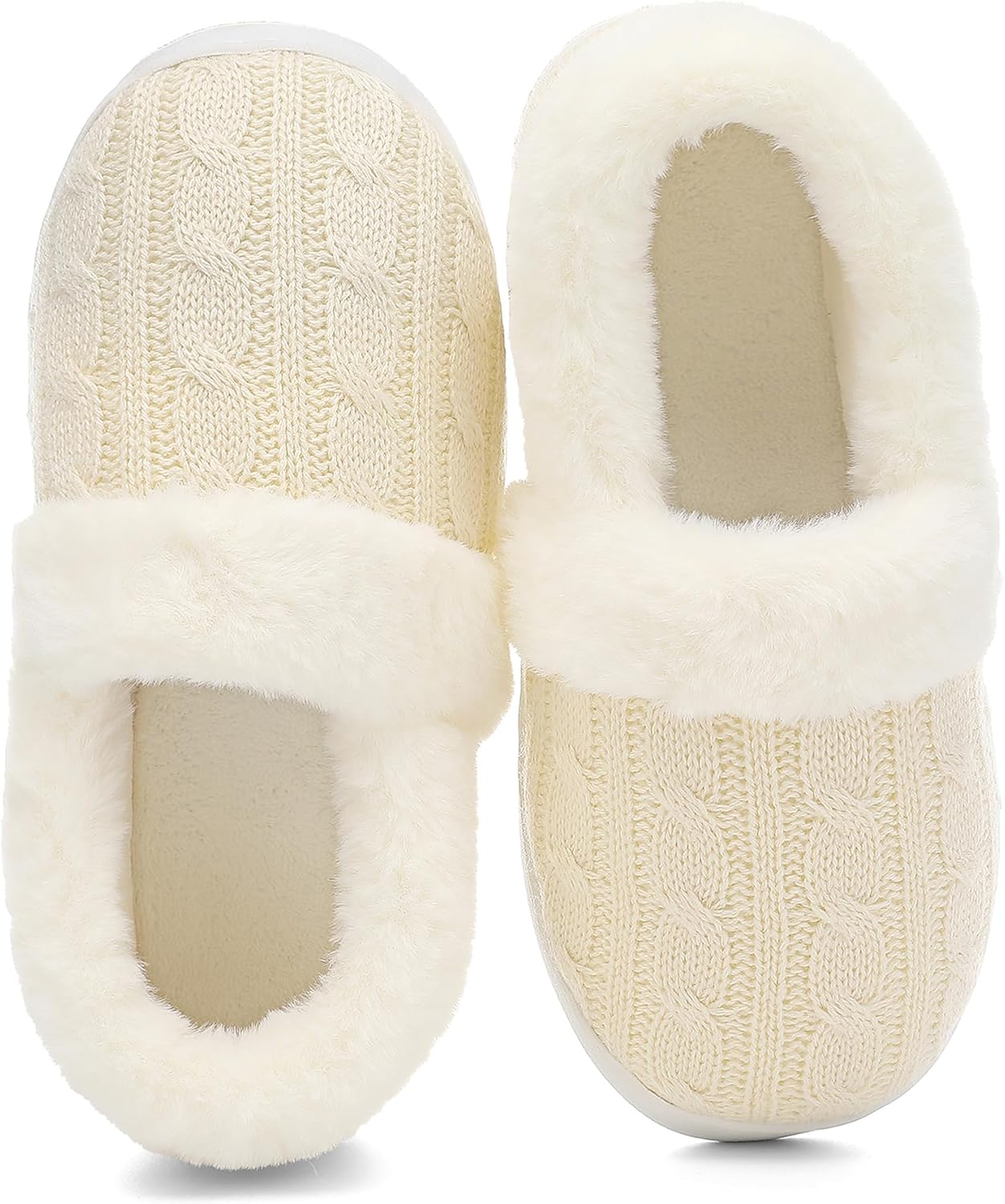 UBFEN Womens Fuzzy House Slippers Warm Bedroom Shoes with Faux Fur Lining Non Slip Memory Foam Slippers for ladies Indoor and Outdoor - Image 5