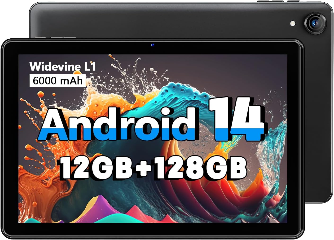 Android 14 Tablet High Performance, 12GB RAM 128GB ROM, 10 Inch Tablets with 1280 * 800 IPS HD Touchscreen, Octa-Core Processor, 1TB Expandable, Unisoc A523 CPU, Dual Camera