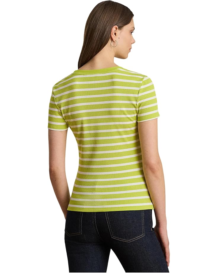 Lauren Ralph Lauren Striped Button-trim Rib-knit Tee - #2 of 4