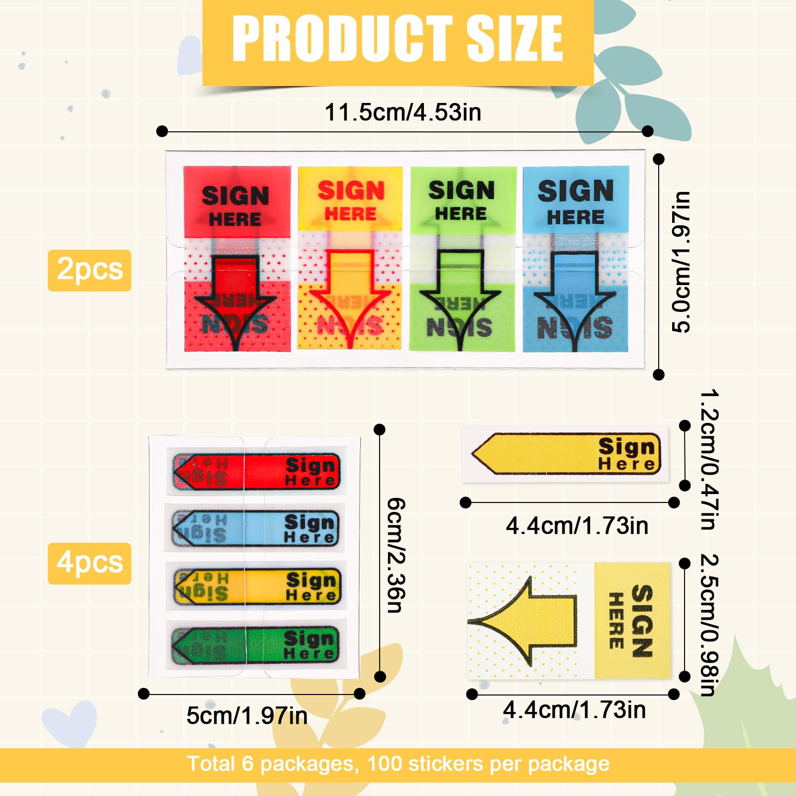 Stickers Walmart 6 Pack/900pcs Sign Here & Notarize Tabs, Portable Sign ...