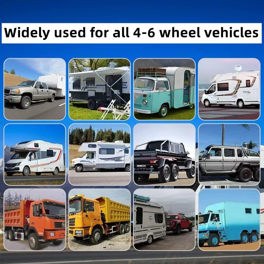 B-Qtech Solar TPMS Tire Pressure Monitoring System, 6 Sensors, Real-time Alert System for RV, Travel Trailer, Motorhome, 0-199 PSI Range