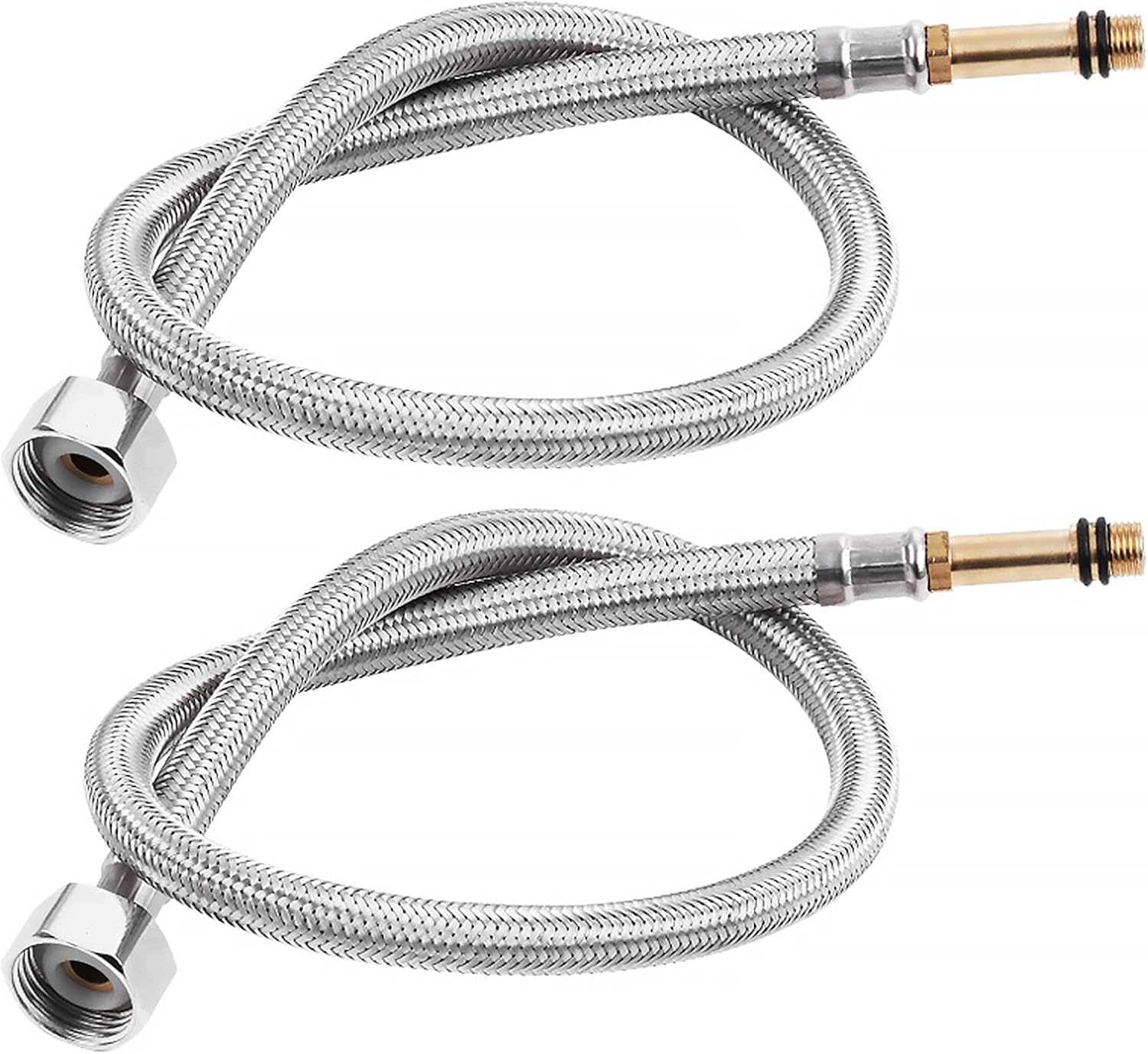 YngFfb 500mm Monobloc Flexible Tap Connector, 2PCS Braided Stainless