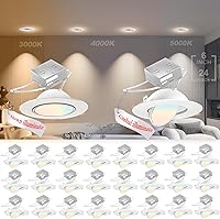 Vista 27 de Lightdot - Paquete de 6 luces LED empotrables con rótula de 6 pulgadas, ajustable 360°+90°, temperatura de color de 3CCT seleccionable y regulable