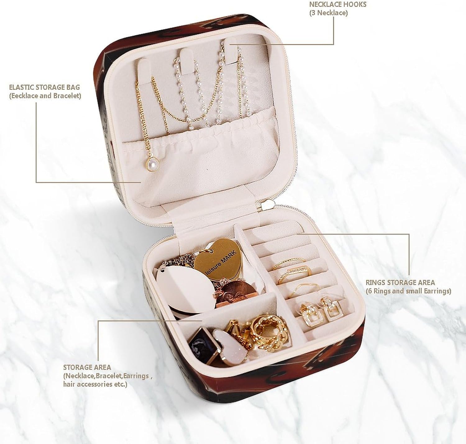 Women's Fashion Jewelry Box, Violin Sheet Music Printing To Go Portable Jewelry Box, Personalized Travel Mini Jewelry Organizer,Exquisite Portable Jewelry Box image 5
