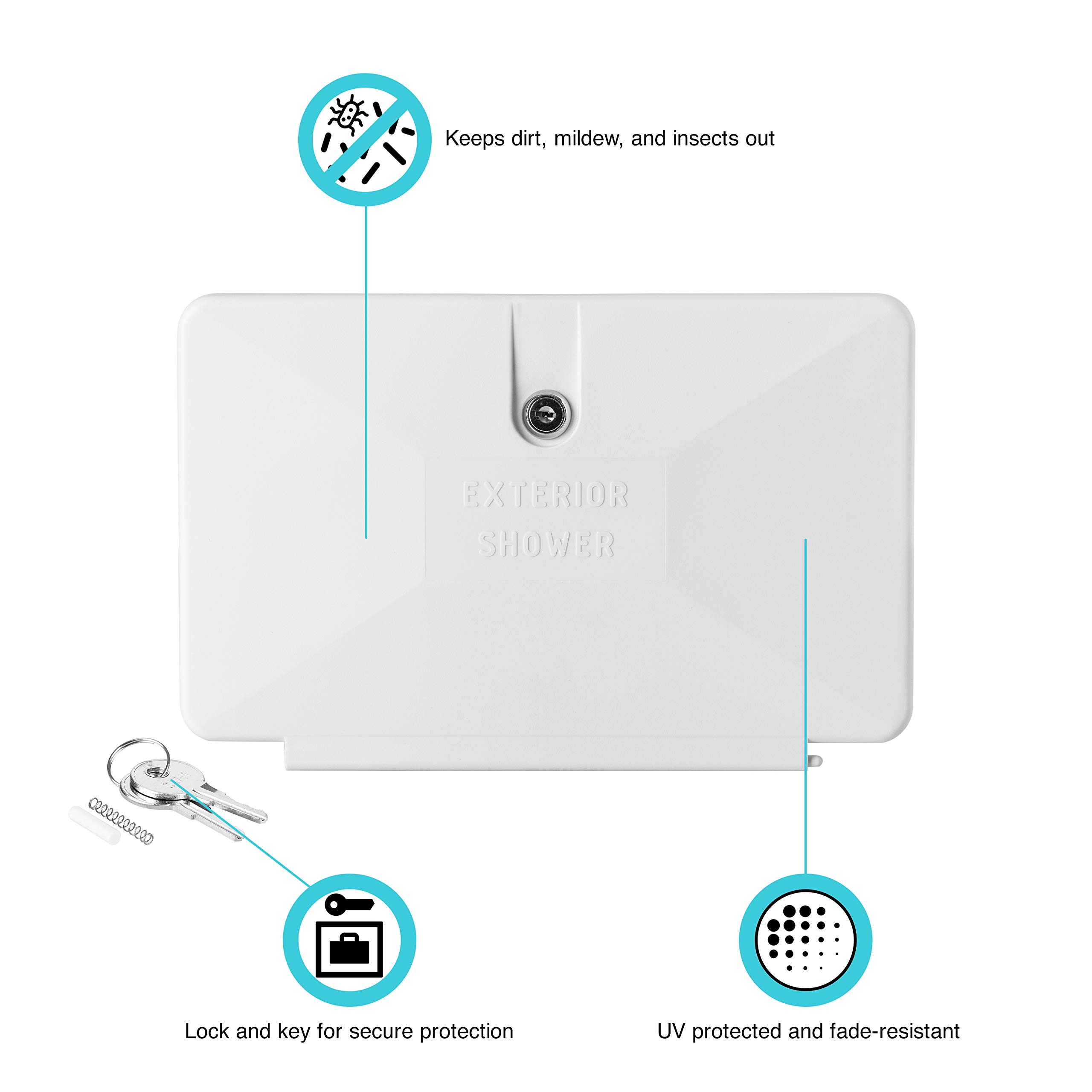 Dura Faucet - Kit de puerta de repuesto con bloqueo para caja de ducha exterior, para cualquier autocaravana, caravana, remolque, quinta rueda (blanco)