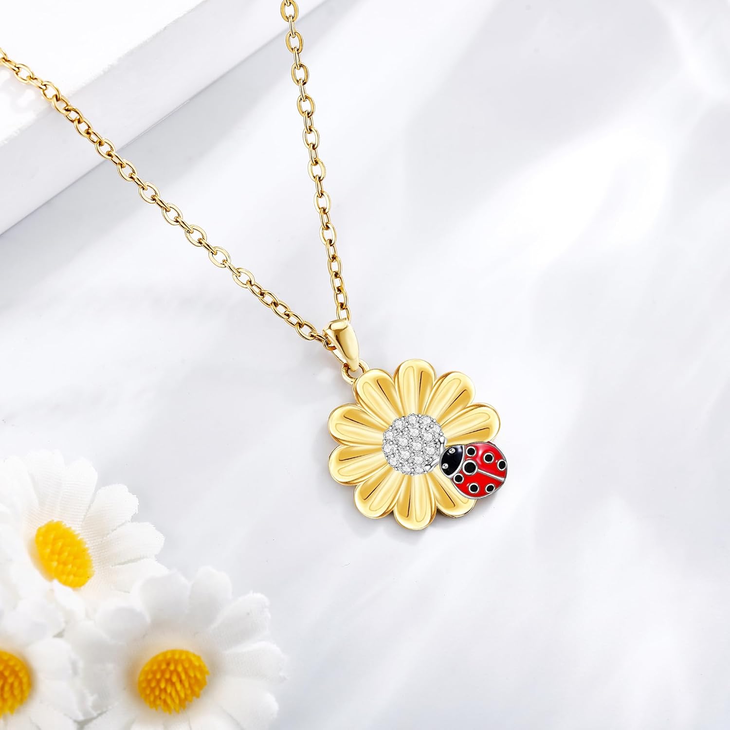 Lotus/Rose/Daisy/Sunflower Necklaces 925 Sterling Silver Flower Necklace Jewelry Gifts for Women - Image 3
