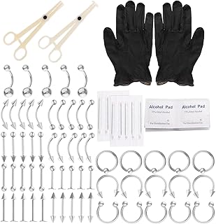 Cabilock Set de 85 Piezas de Joyería para Piercings Corporales Acero Inoxidable Incluye Anillos para Oreja Ceja Ombligo y Nariz Color Plateado Adecuado para Uso Diario y Ocasiones