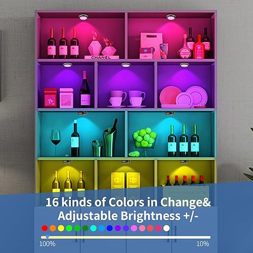 Miniatura 6 de Petorobot Luces de disco, luces LED de disco de 16 colores con control remoto, luces recargables por USB para debajo del gabinete, inalámbricas con