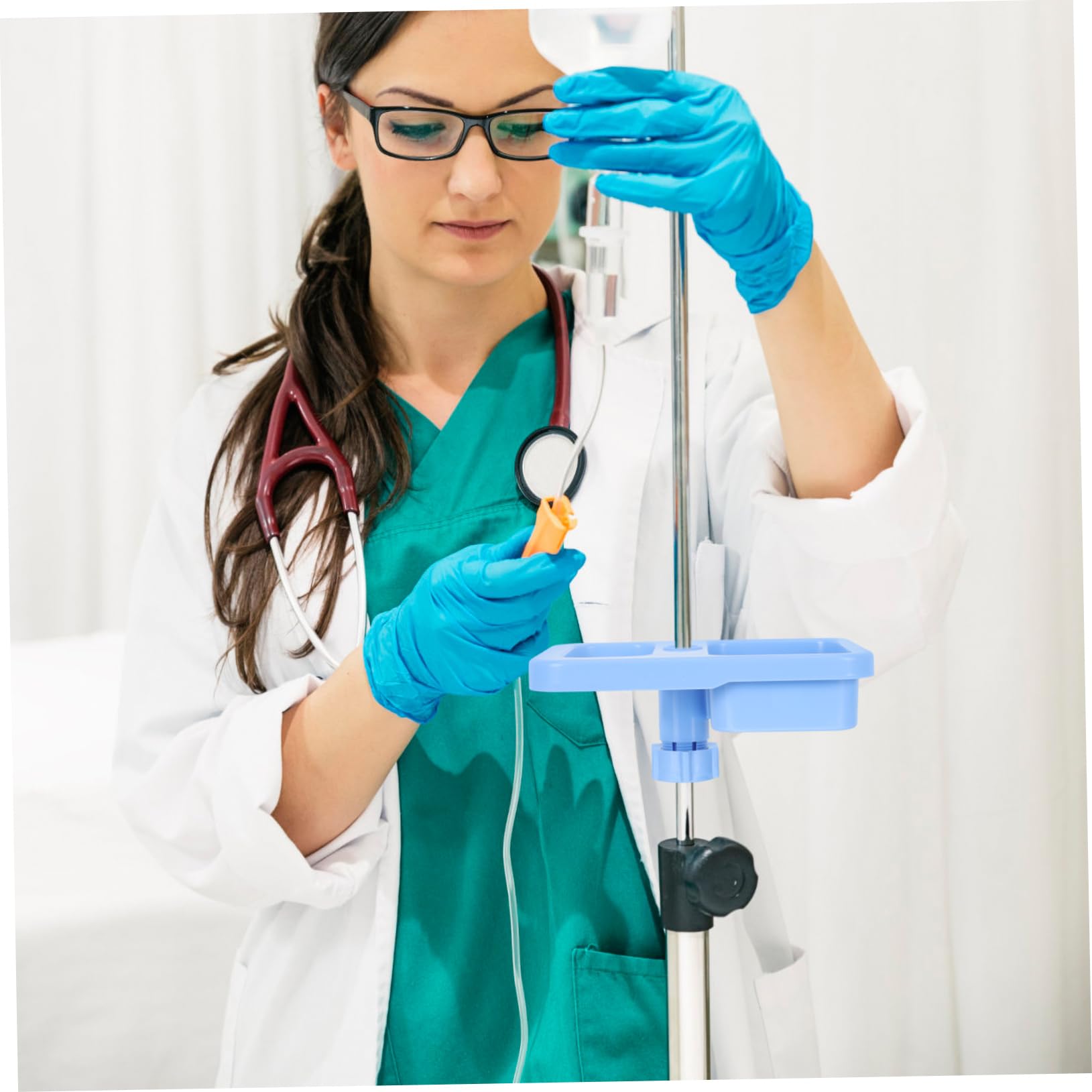 KICHOUSE Plaque De Rangement Pour Support De Perfusion En Plastique Résistant, Plateau Circulaire Professionnel Antichoc, Accessoire Amovible Pour Poteau Iv Adapté Aux Centres Médicaux Et Hôpitaux