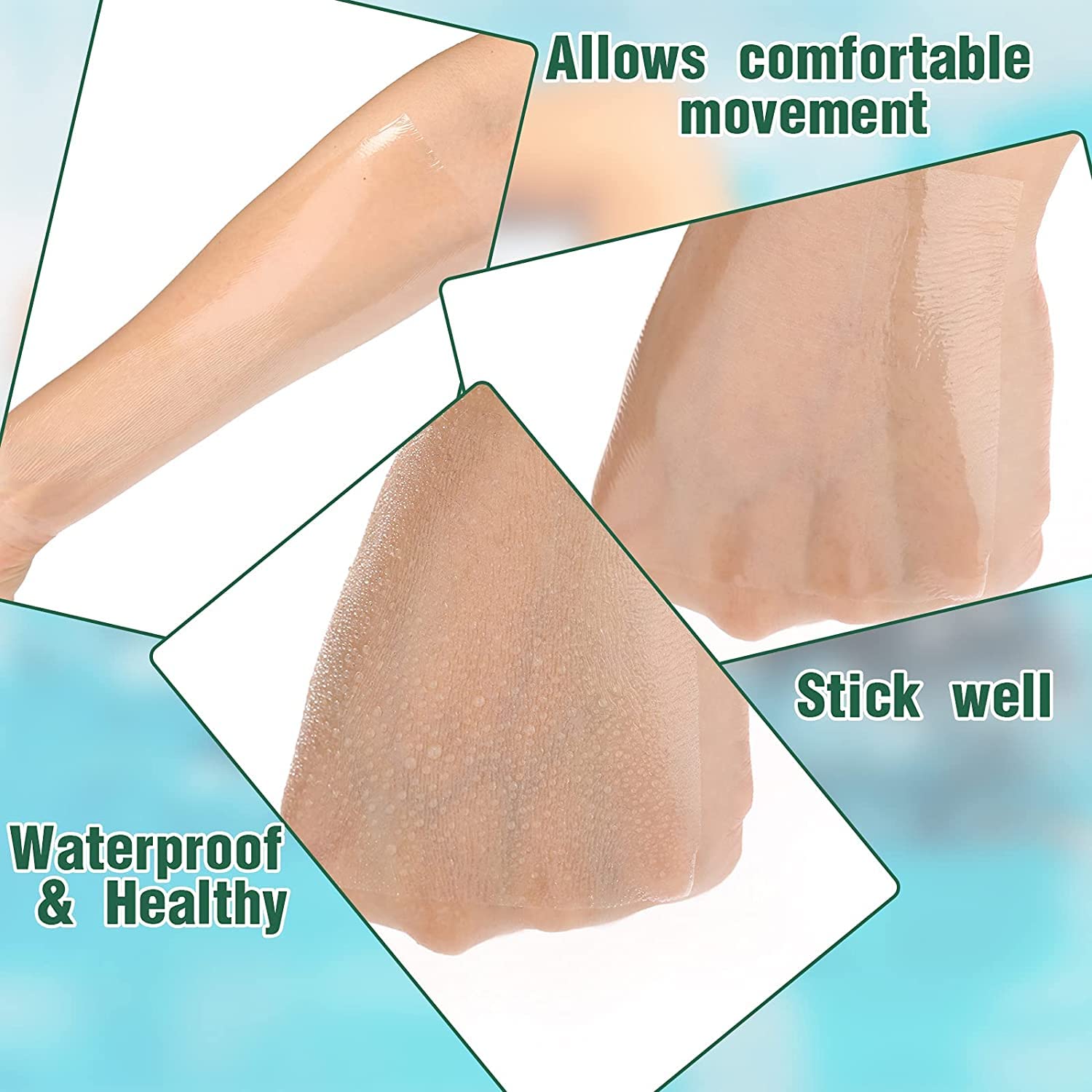100Stuks Waterdicht Transparant Verband, 10 x 12 cm/5 x 5 cm Waterproof Douchepleisters, Waterproof Zelfklevend Verband, Second Skin Tattoo Film, Anti-Allergisch voor Sportdouches