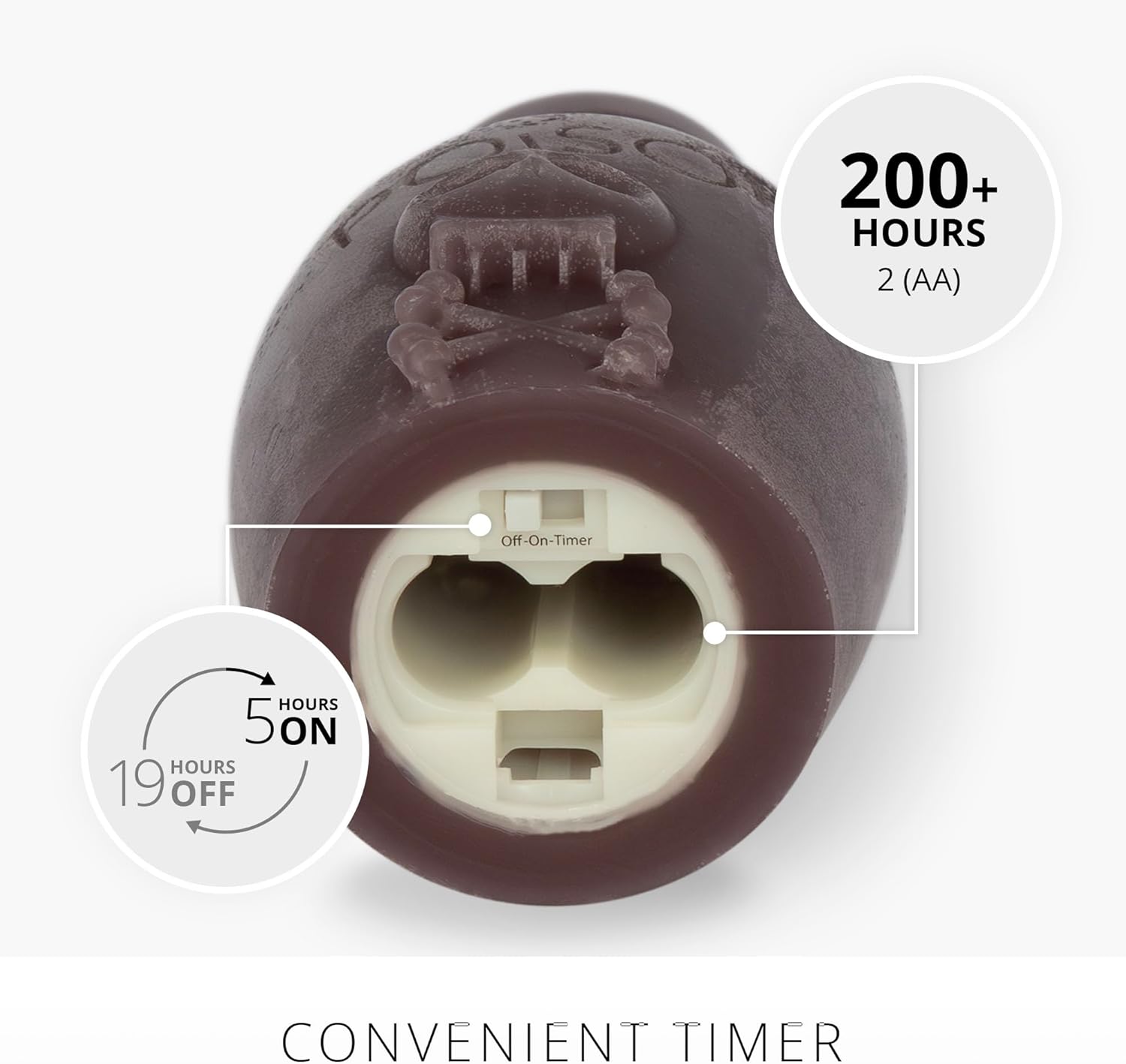 Luminara Poison Bottle Flameless LED Candle Dark Chocolate Wax, Battery Operated, Moving Flame Halloween Decor with Timer, Spooky Home Decoration