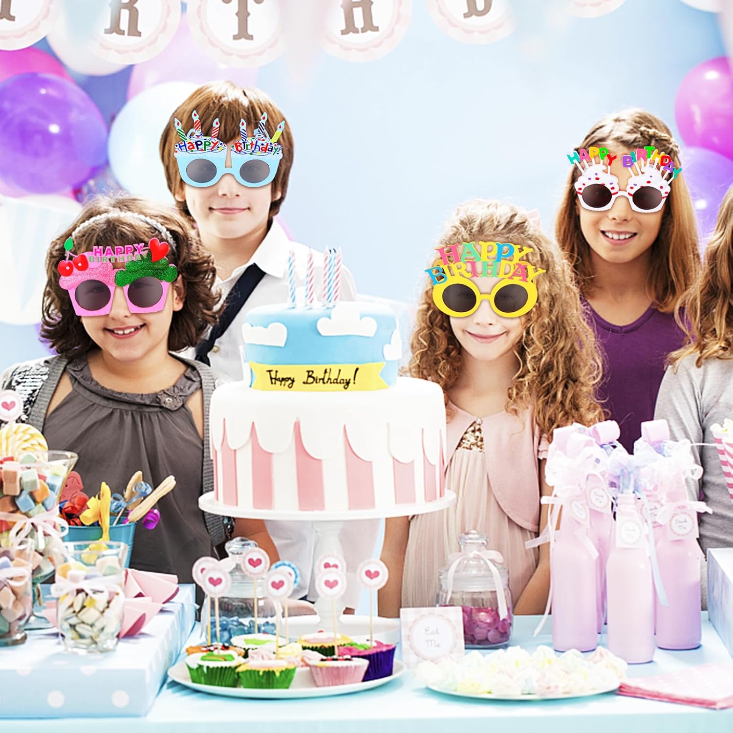 16 Pairs Happy Birthday Sunglasses Funny Photo Props Sunglasses Happy Birthday Party Novelty Sunglasses Sweet Cream Cake Glasses for Adults Birthday Party Favors - Image 5