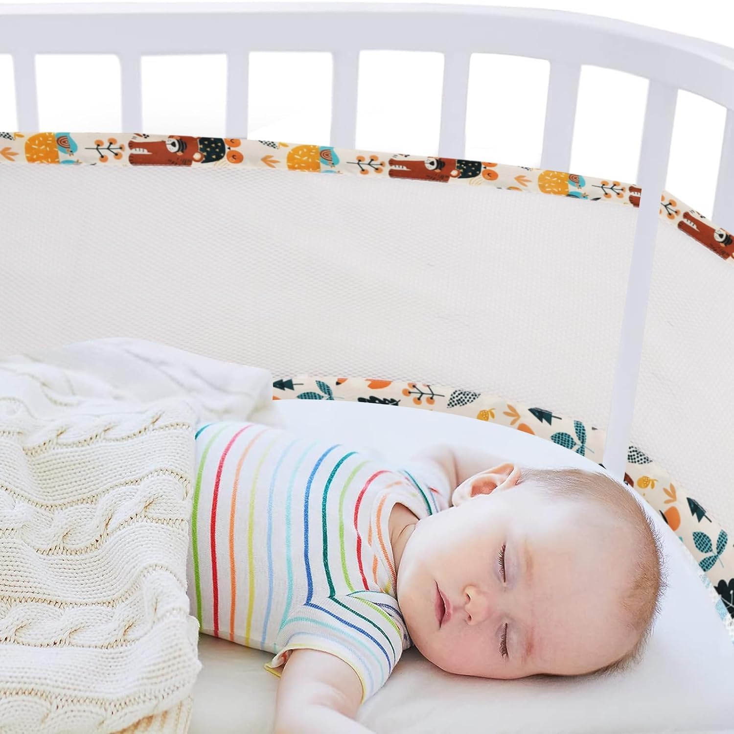 Gordon Home Breathable Mesh Crib Liner Best for Your Baby Safety Fits Full Four Sides of Crib Bed 28 X 360 Cms (Pandora) 1