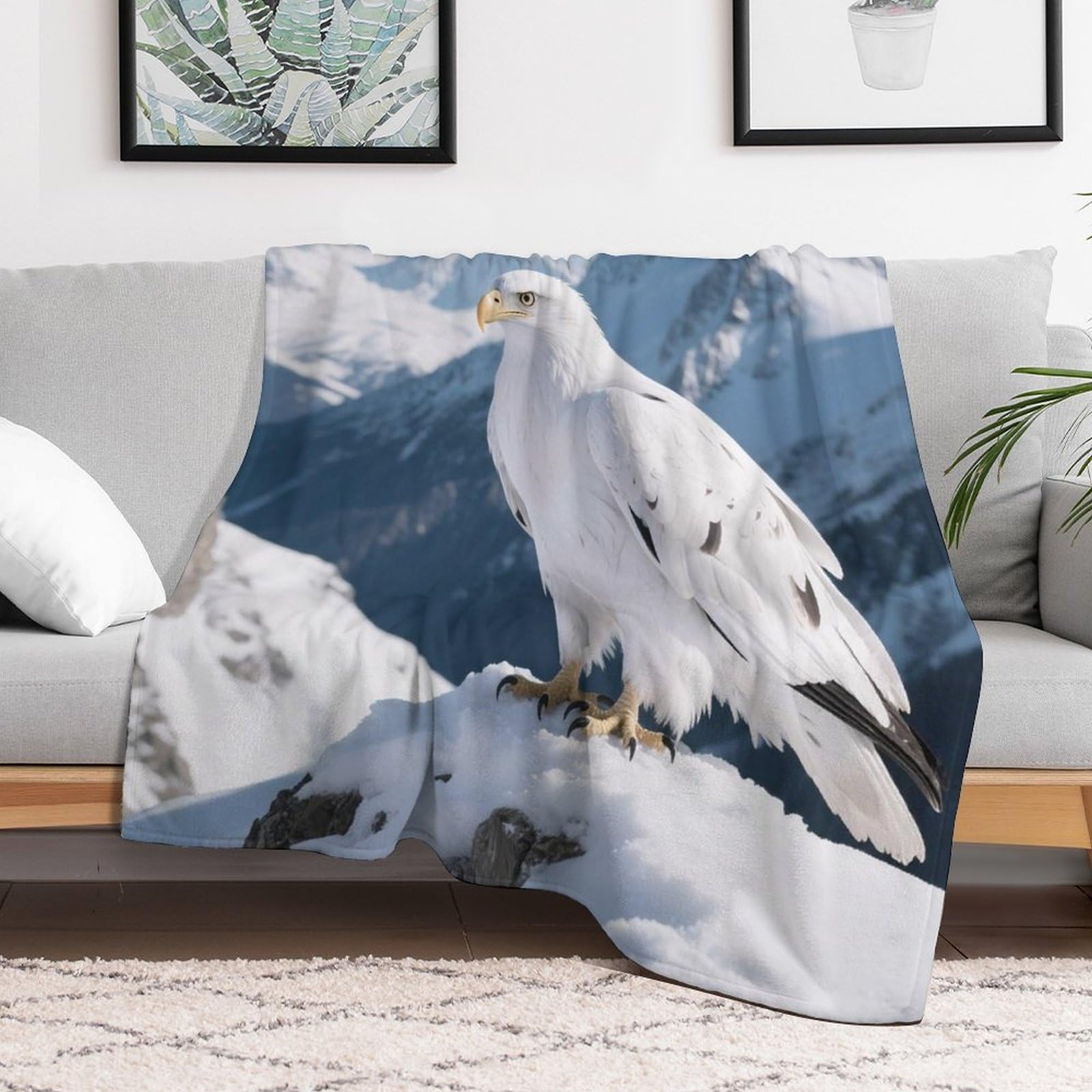 Custom Real Eagle Blanket Lightweight Flannel Fleece Throw for Couch Sofa Bed Luxury Soft Cozy Plush Lap Bedtime Blanket for All Seasons Bedroom Home Decor Gifts 60x80