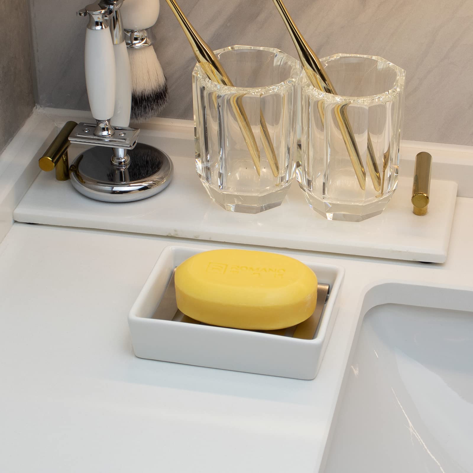 Porte-Savon Inox Double Couche Avec Drainage - Nickel Brossé Pour Salle De Bain Ou Cuisine - Design Moderne Et Facile à Nettoyer