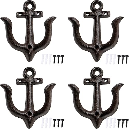 Miniatura 9 de Notakia Ganchos decorativos de pared montados antiguos y elegantes de hierro fundido de hierro fundido náutico, ganchos de pared de hierro fundido