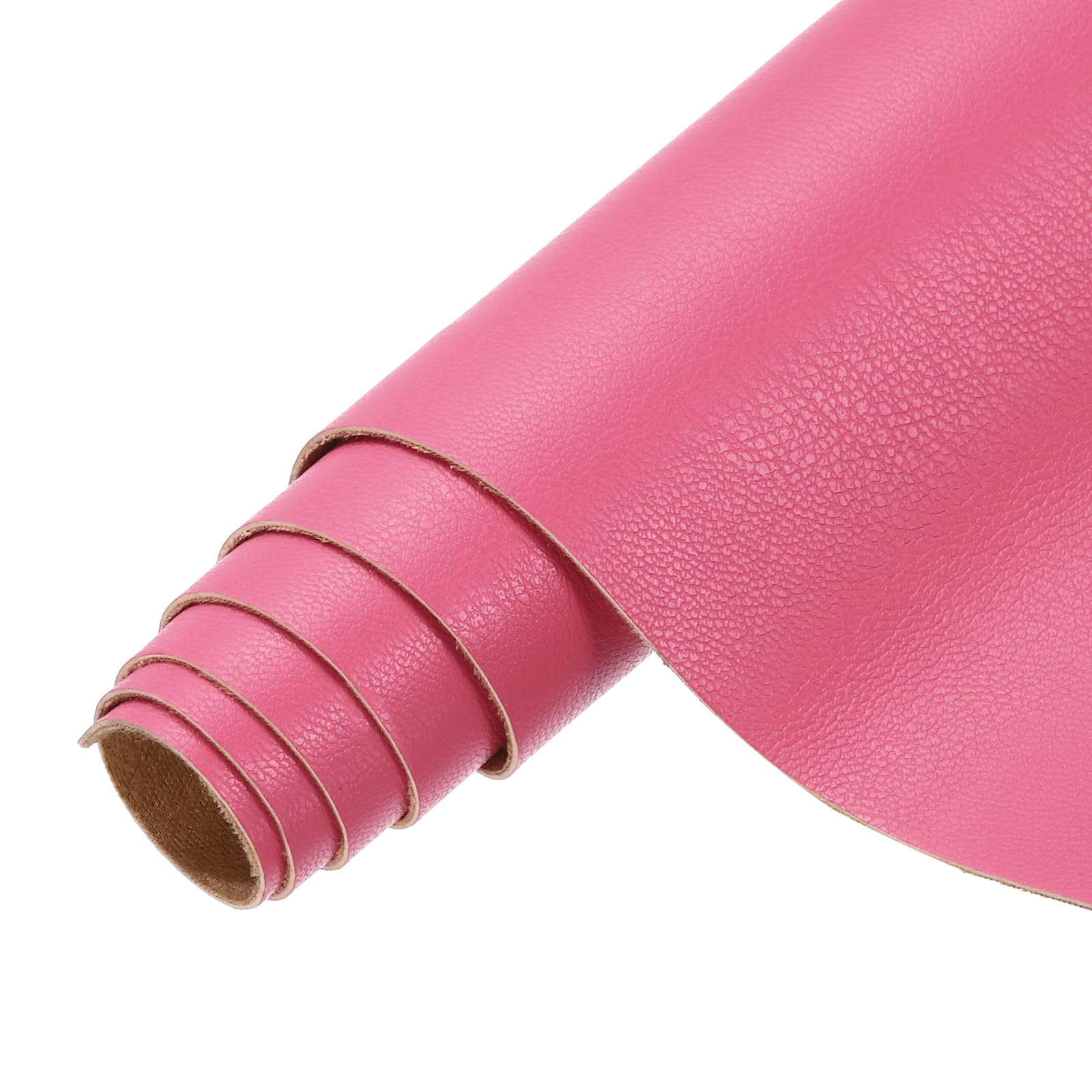sourcing map Faux Leather Sheets, 12x53 Inch (30x135cm) Smooth Solid PU Leather Fabric Roll for DIY Handmade Craft Sewing Bowing Earrings, Rose Pink/Khaki