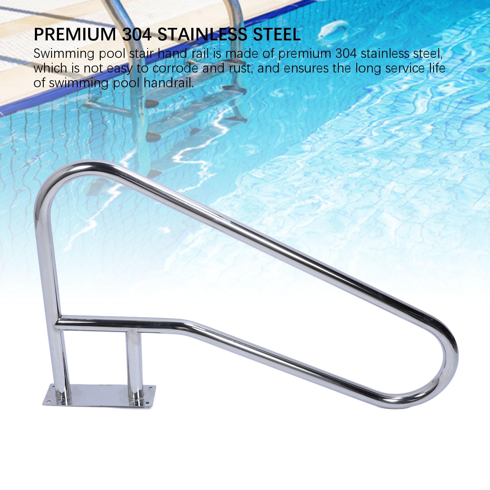 Pasamanos de Piscina de Acero Inoxidable 304, Pasamanos Duradero y Antideslizante para Piscina, Spa, 117,5x68cm