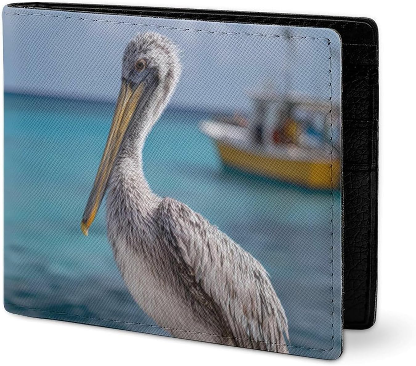 Pelican And Boat Novelty Wallets Slim Soft Front Pockets Bifold Wallet with ID Credit Card Holder